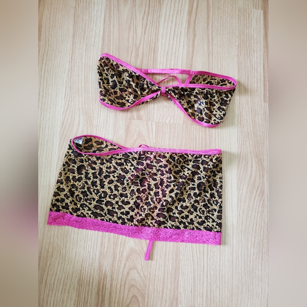 Leopard Lingerie with Pink Accents